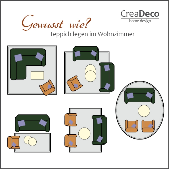 Teppich platzieren im Wohnzimmer
