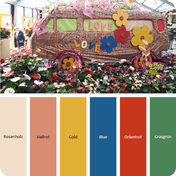 Farbpalette Flower Power Wohnungseinrichtung