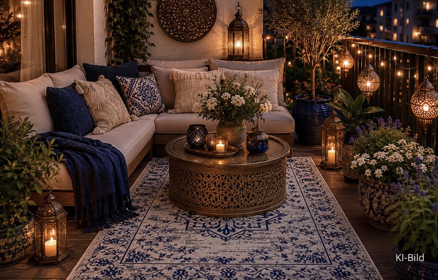 Balkon mit Teppich im orientalischen Stil