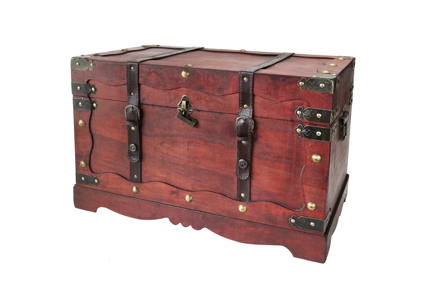 HMF Schatzkiste Schatztruhe Frankreich aus Holz mit dekorativem Metallschloss (1 St), handgefertigte Holztruhe, 60 x 35 x 38 cm