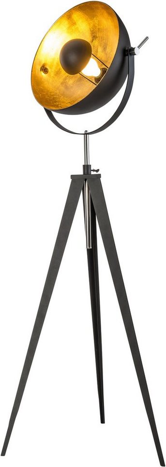 OTTO home Stehlampe Elenoire, ohne Leuchtmittel, H&ouml;he verstellbar, schwarz / goldfarben, Metallschirm &Oslash; 40 cm